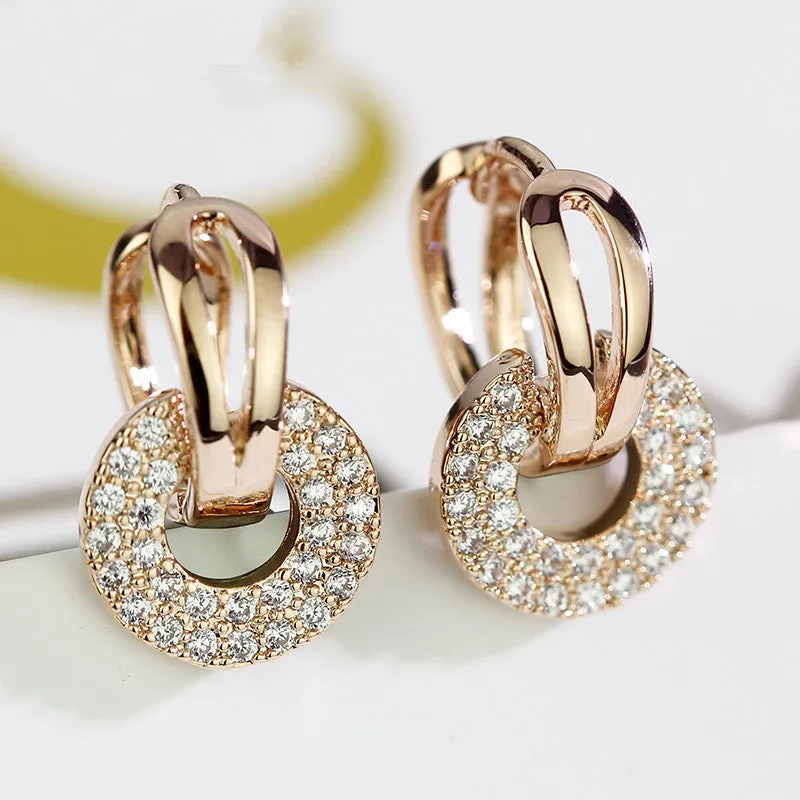 Fashion zircon earrings simple all-match women geometric copper gold platinum rose gold