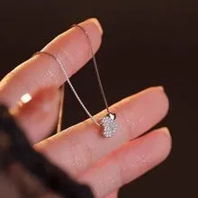 Double love necklace for women, copper geometric pendant with starry sky motif, clavicle chain, platinum finish
