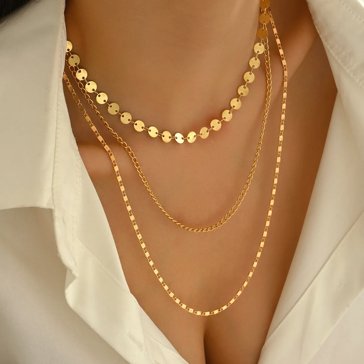 Ferrero Double Hole Wafer Necklace Set electroplated iron U-shaped chic style 0512 colour