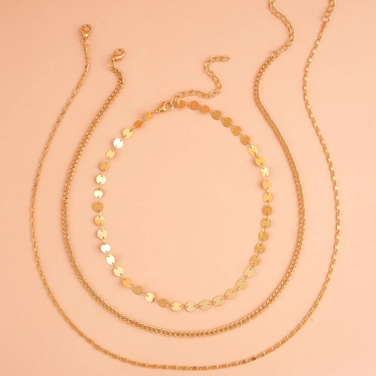 Ferrero Double Hole Wafer Necklace Set electroplated iron U-shaped chic style 0512 colour