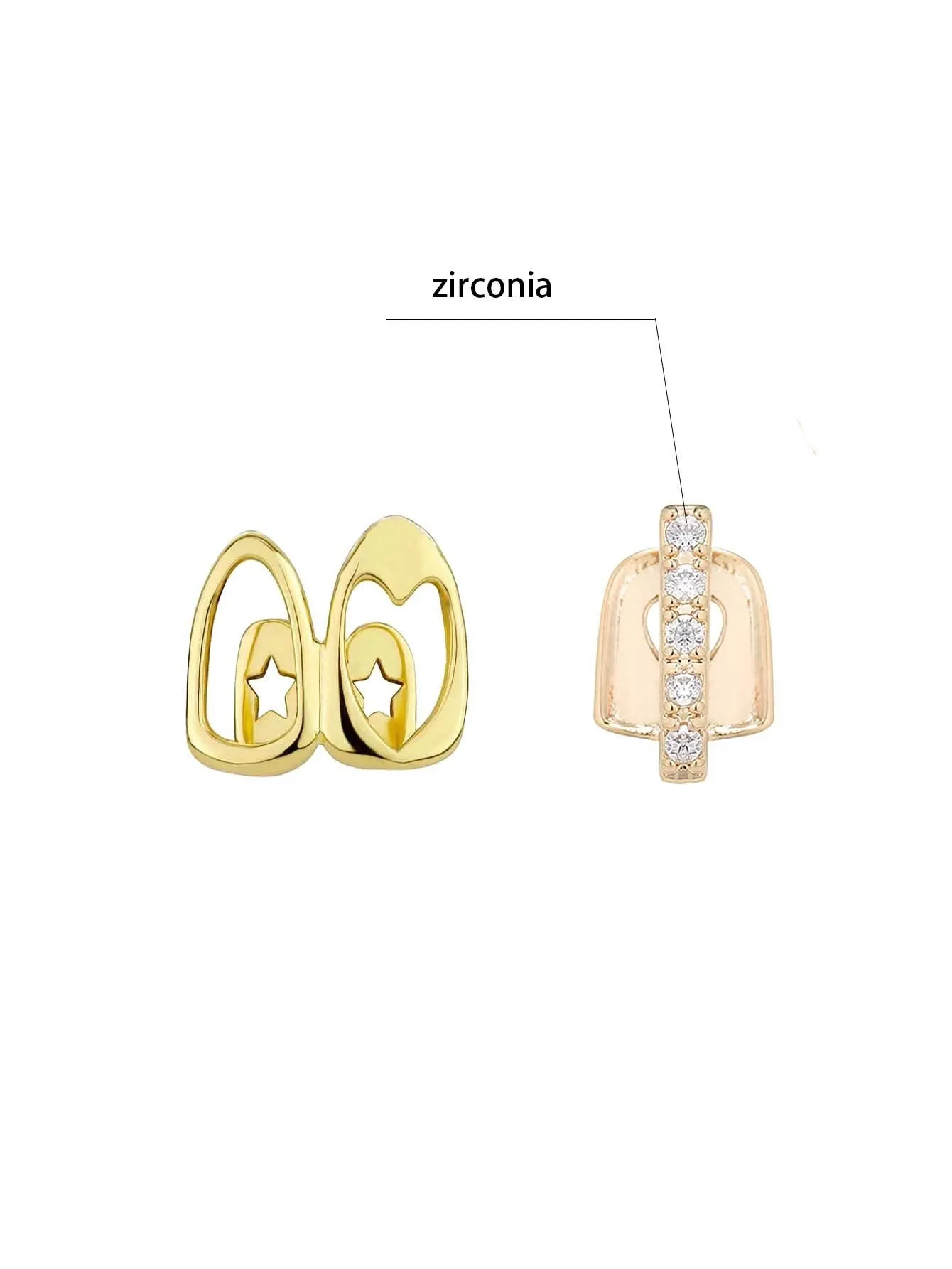 Hollow-out love double fight heart-shaped tooth socket in gold copper electroplating
