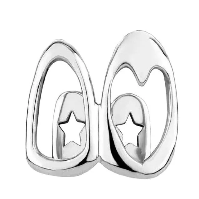 Hollow-out love double fight heart-shaped tooth socket in gold copper electroplating