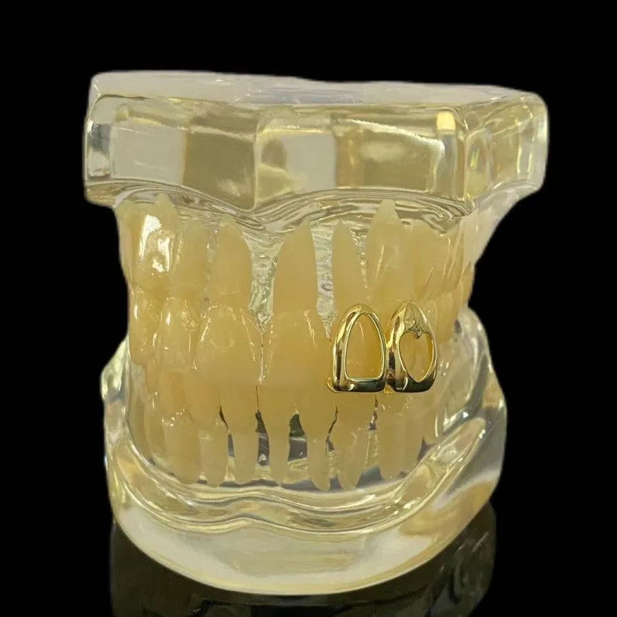 Hollow-out love double fight heart-shaped tooth socket in gold copper electroplating