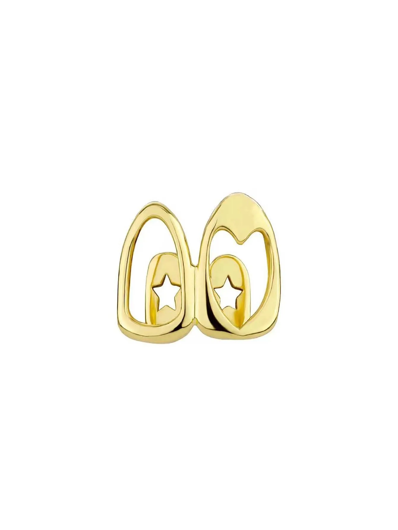 Hollow-out love double fight heart-shaped tooth socket in gold copper electroplating