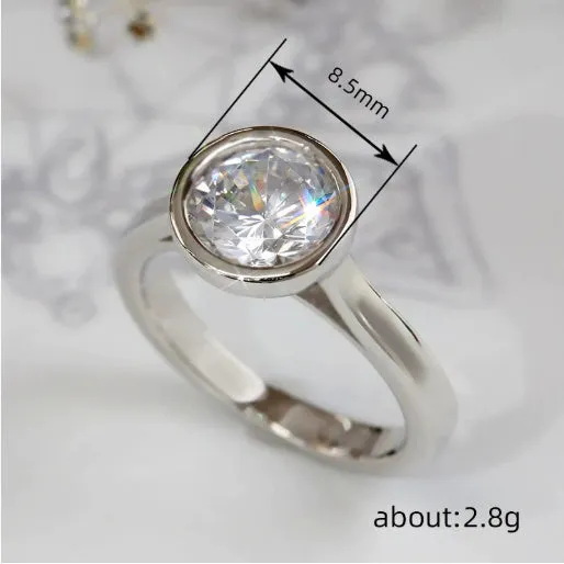 Stainless steel oval zircon ring with electroplated finish, available in steel, gold, or white gold, sizes No 6 to No 10