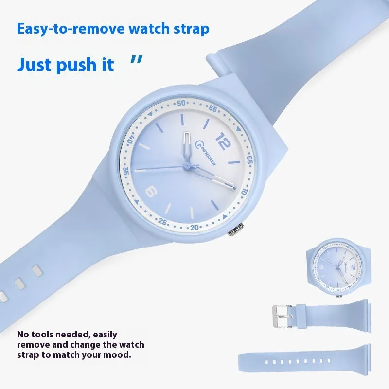 Children's quartz watch with 38mm dial and spiral crown in blue colour