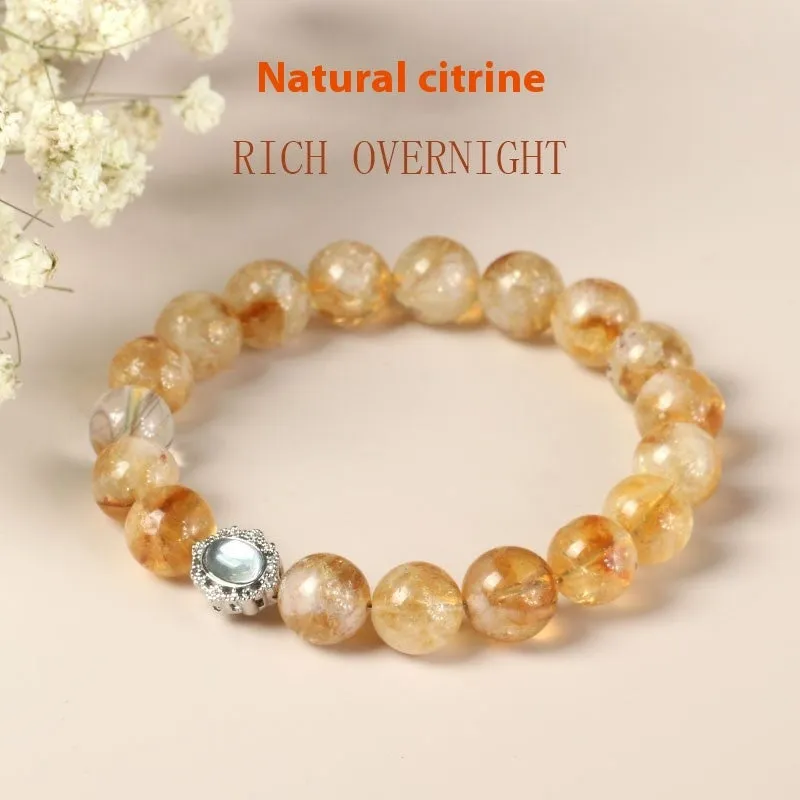 Citrine crystal bracelet with 10mm geometric beads, grinding treatment craftsmanship