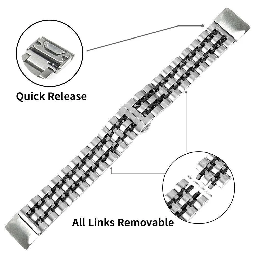 Metal stainless steel watch strap for Jiaming smart watch in silver, 22mm or 26mm size
