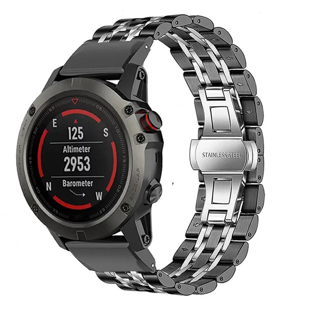 Metal stainless steel watch strap for Jiaming smart watch in silver, 22mm or 26mm size