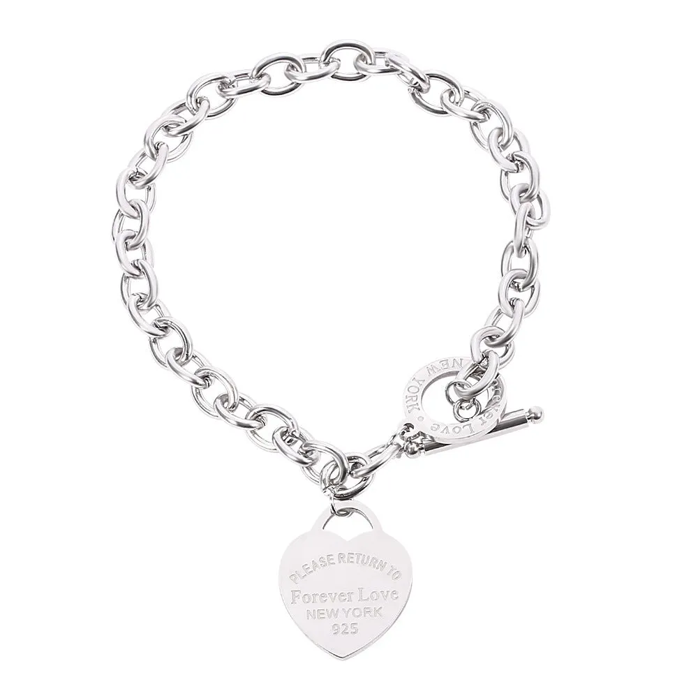 Alloy heart shape bracelet for ladies with electroplating finish, Sl257 style
