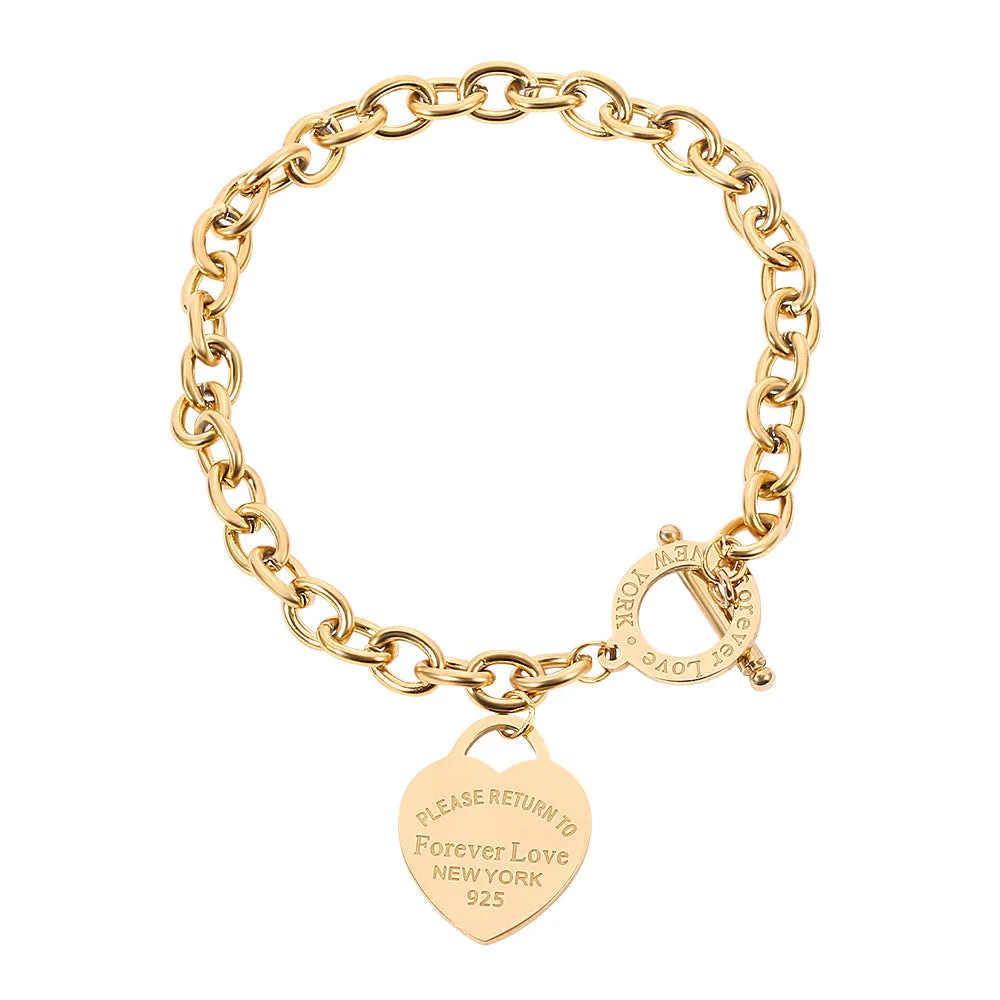 Alloy heart shape bracelet for ladies with electroplating finish, Sl257 style