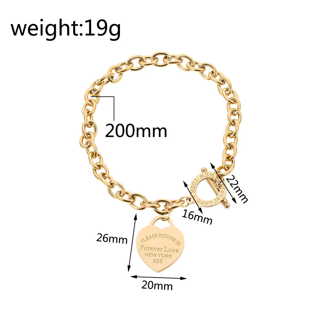 Alloy heart shape bracelet for ladies with electroplating finish, Sl257 style