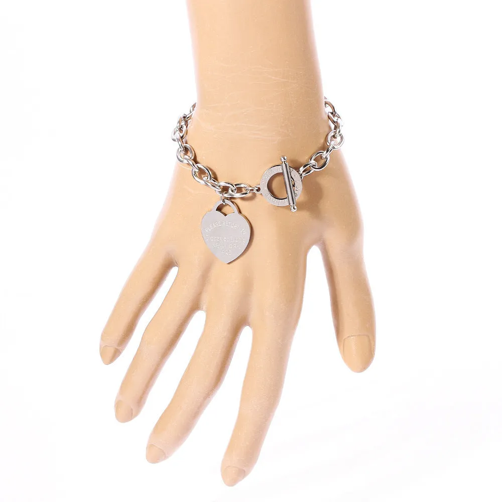 Alloy heart shape bracelet for ladies with electroplating finish, Sl257 style