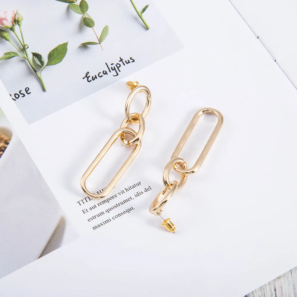 Geometric sterling silver needle colour hoop earrings with ring and line design on alloy base