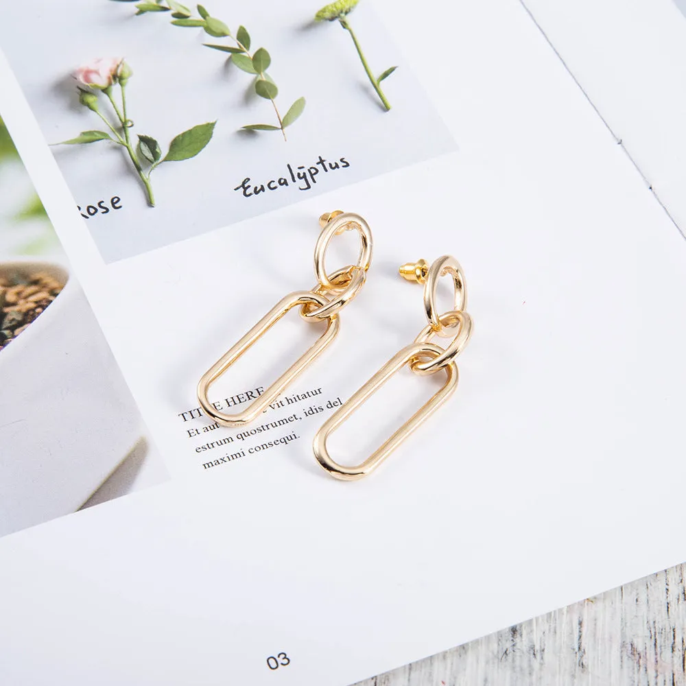 Geometric sterling silver needle colour hoop earrings with ring and line design on alloy base