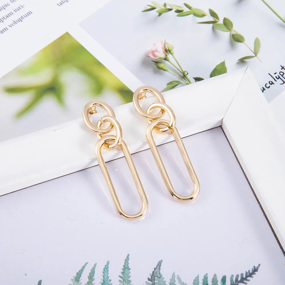 Geometric sterling silver needle colour hoop earrings with ring and line design on alloy base