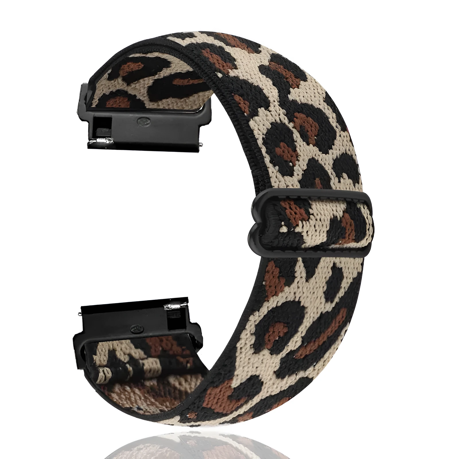 Leopard print woven stretch nylon watchband 20mm for Garmin