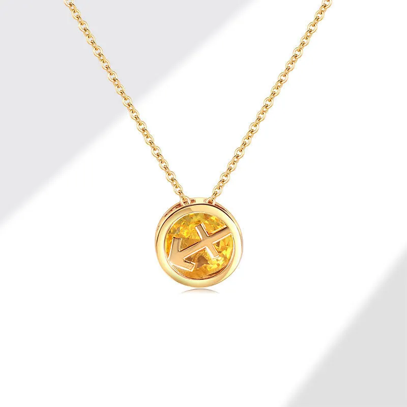 Women's gold electroplated copper zodiac constellation pendant necklace on O-ring chain