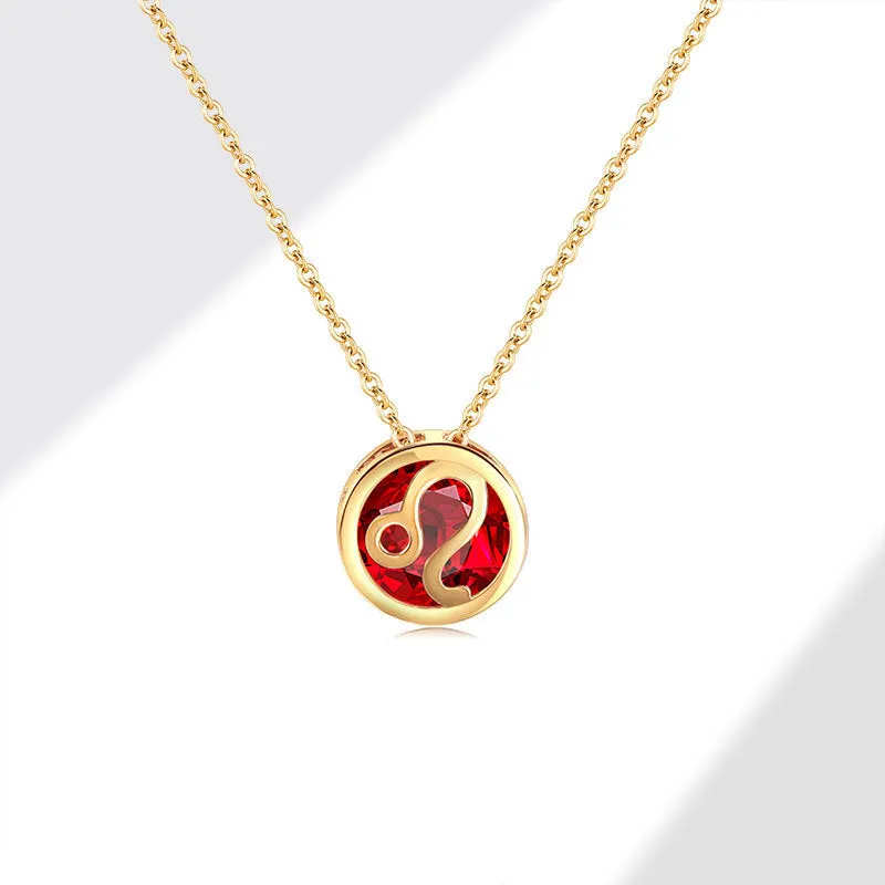 Women's gold electroplated copper zodiac constellation pendant necklace on O-ring chain