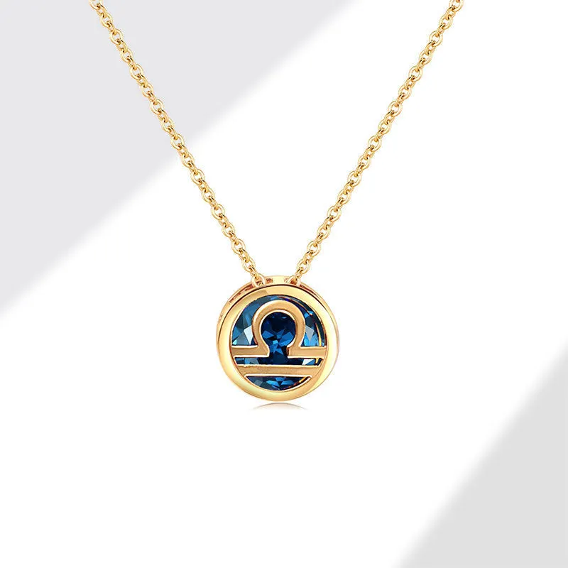 Women's gold electroplated copper zodiac constellation pendant necklace on O-ring chain