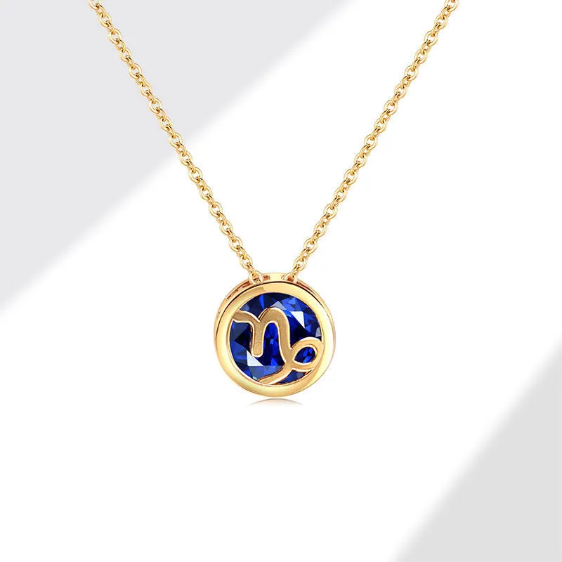 Women's gold electroplated copper zodiac constellation pendant necklace on O-ring chain