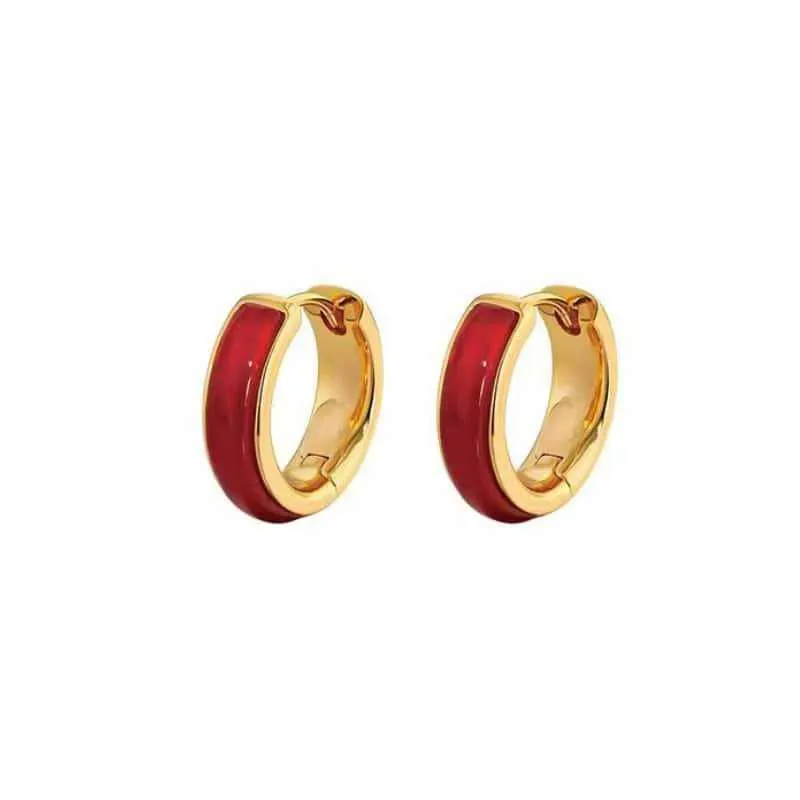 Water ripple pattern copper ear clip in gold red colour, unisex casual style