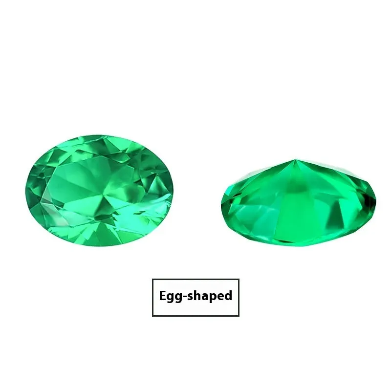 Cultivated emerald gemstones in Columbia green treasure colour showing round and princess cut sizes