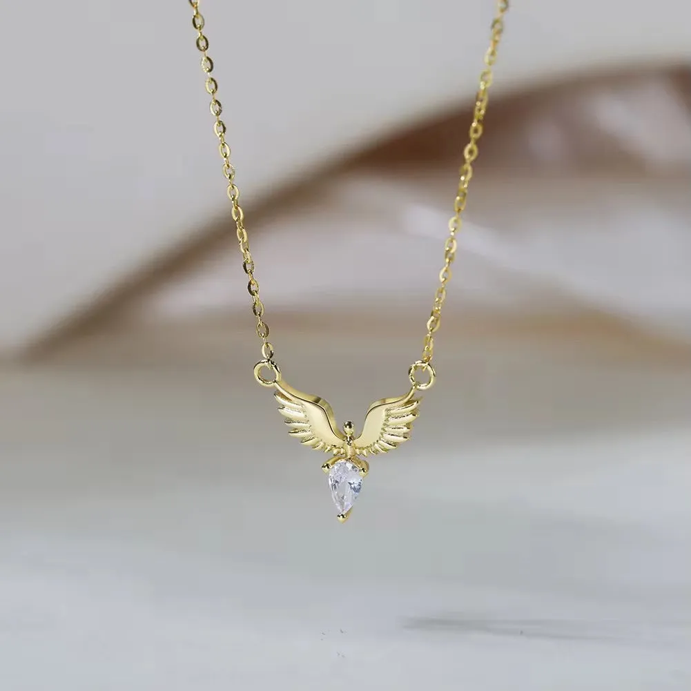 925 silver eagle pendant necklace on O-ring chain, electroplated white gold finish, 41-50cm perimeter, women Korean style