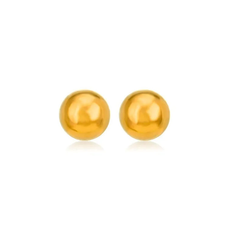 Stainless steel 18K ball stud earrings round geometric design titanium steel gold finish