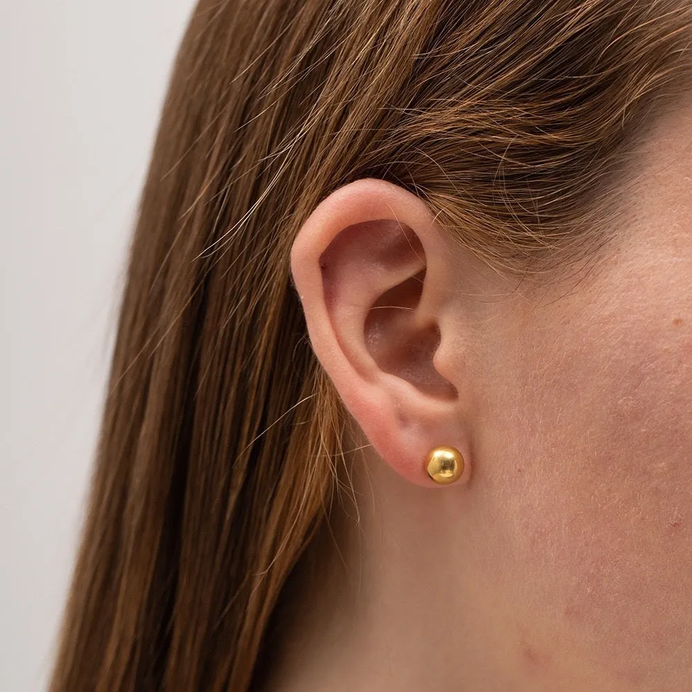 Stainless steel 18K ball stud earrings round geometric design titanium steel gold finish