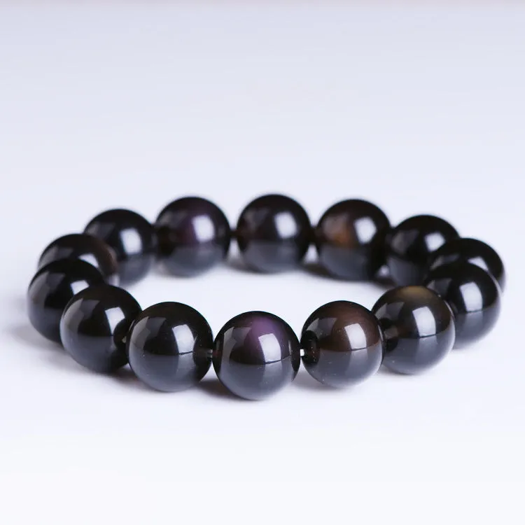 Polished crystal Pi Xiu bracelet with double-eye ice stone colouration in ethnic geometric style