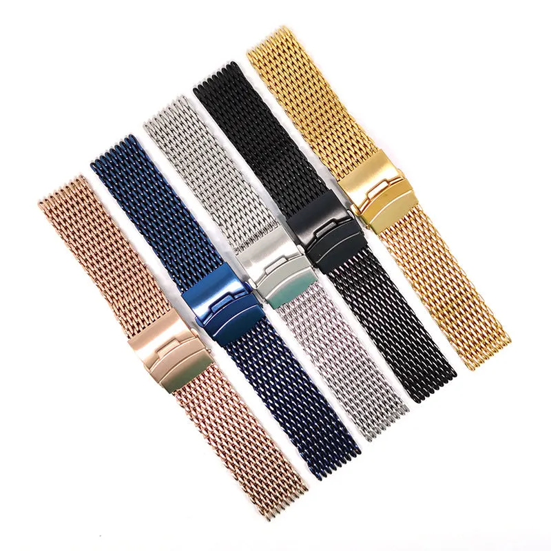 Thickened 40mm cool shark mesh watch strap in silver, 20mm width, with distinctive textured pattern