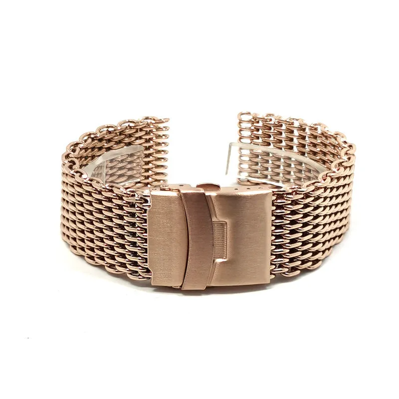 Thickened 40mm cool shark mesh watch strap in silver, 20mm width, with distinctive textured pattern