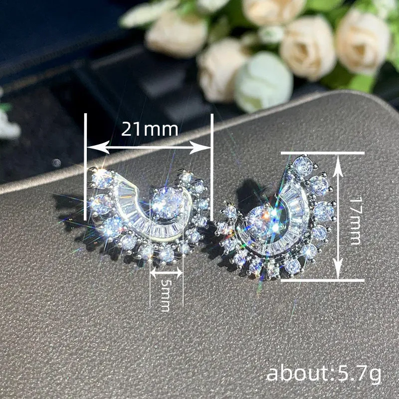 Pair of white gold electroplated copper geometric ring earrings for daily wear