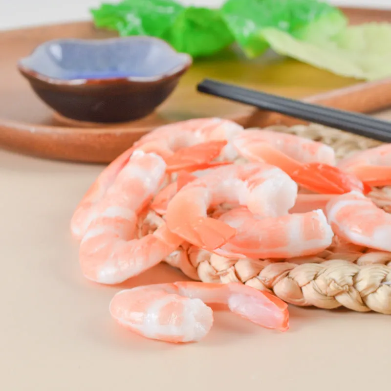Simulation seafood shrimp keychain in PVC injection moulding, 1.5cm thick, modern simplicity style