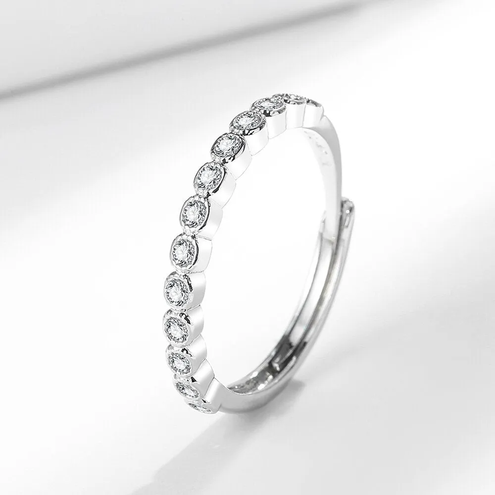 Simple women's light luxury diamond tail ring in white gold colour, electroplated copper, open mouth geometric shape