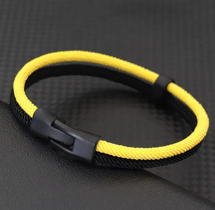 Handmade woven hand strap in Milan rope alloy, black and white, size 21cm