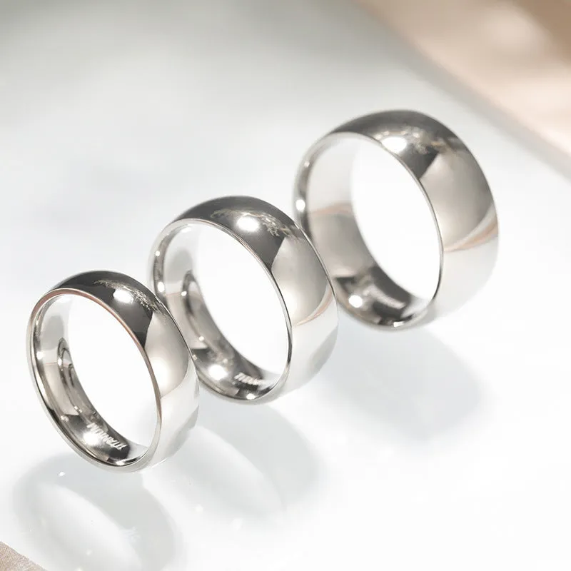 Unisex silver pure titanium steel ring with grinding matte finish on a white background, shown in 6mm width