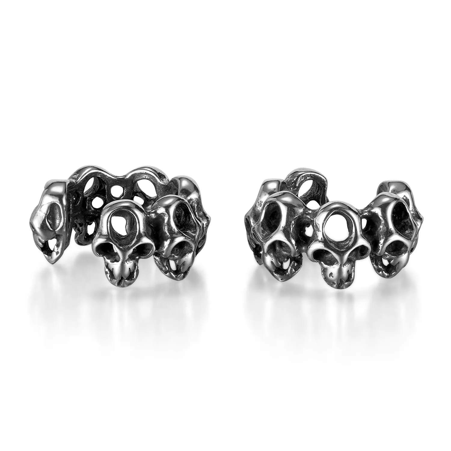 Stainless steel hollow skull ear clip earrings with geometric shape and retro design