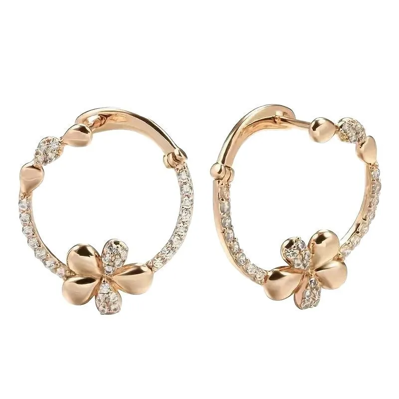 Personalised round ring earrings for women, copper electroplated geometric shape, one pair