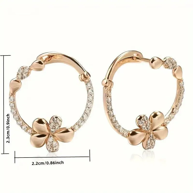Personalised round ring earrings for women, copper electroplated geometric shape, one pair
