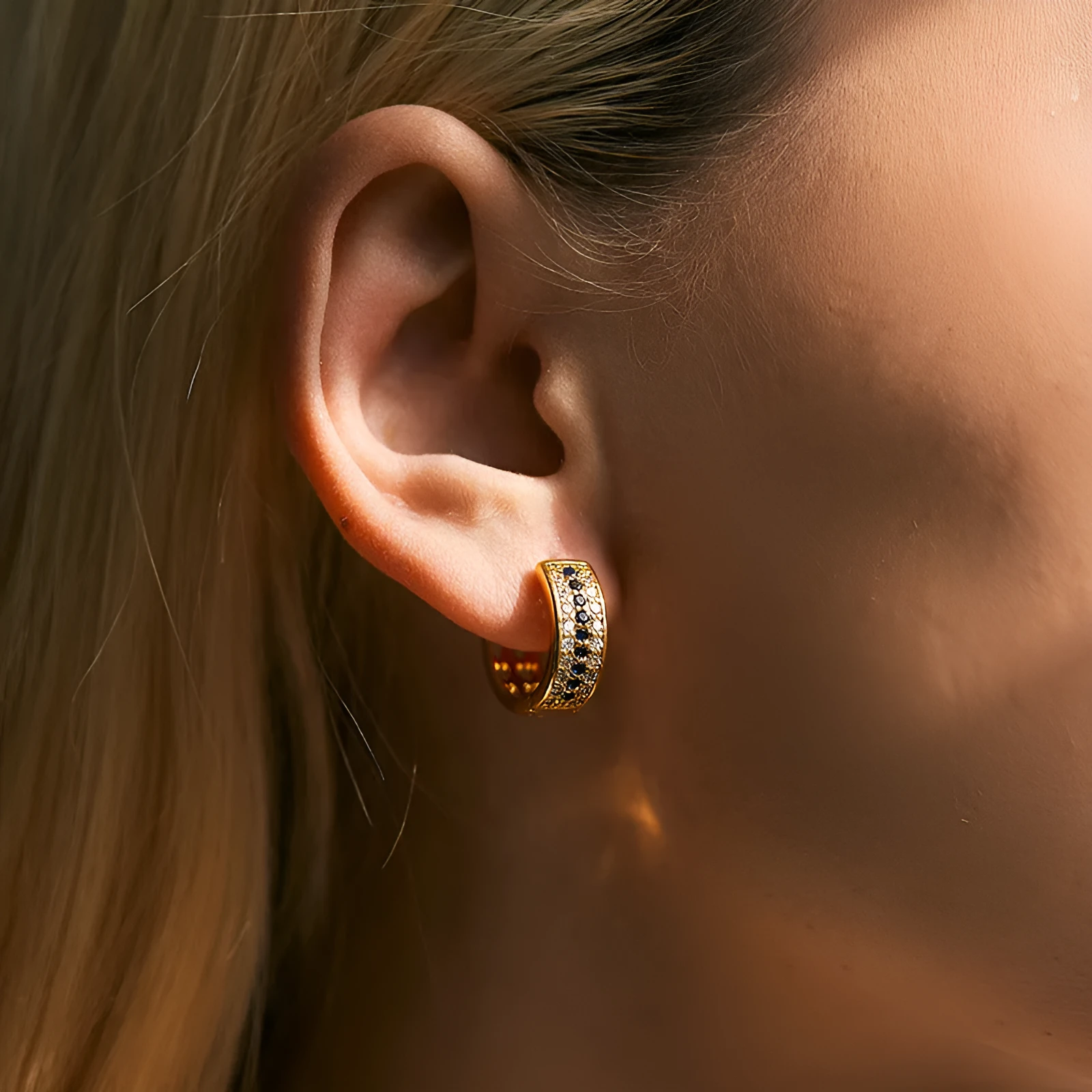 Round geometric copper earrings with 18K gold-toned electroplated finish, KE1268 colour, 2cm diameter, for women