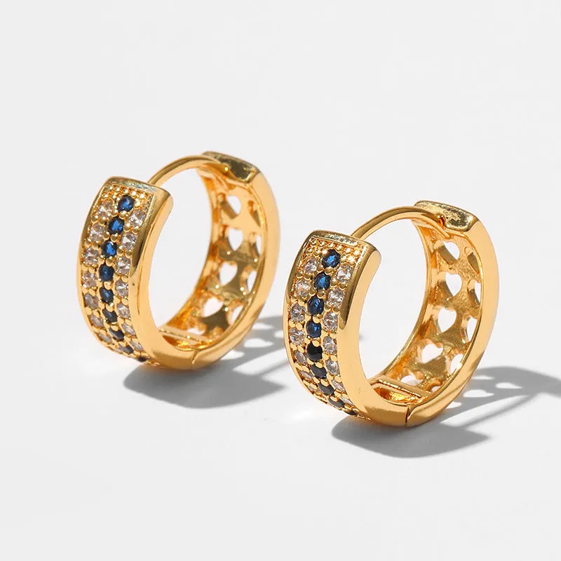 Round geometric copper earrings with 18K gold-toned electroplated finish, KE1268 colour, 2cm diameter, for women