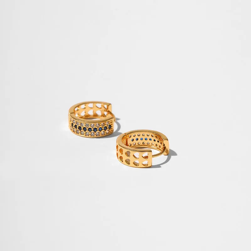 Round geometric copper earrings with 18K gold-toned electroplated finish, KE1268 colour, 2cm diameter, for women