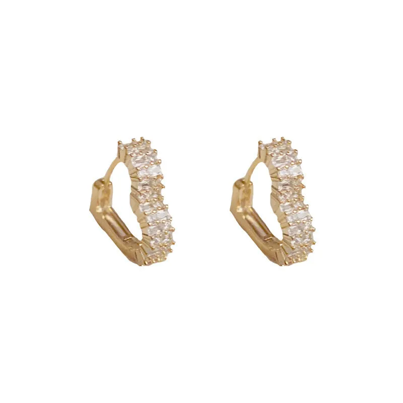 Heart shaped micro inlaid zircon ear clip with real gold plating on copper for women