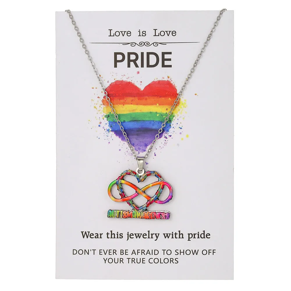 Stainless steel necklace and bracelet set with inspirational colour printing for women