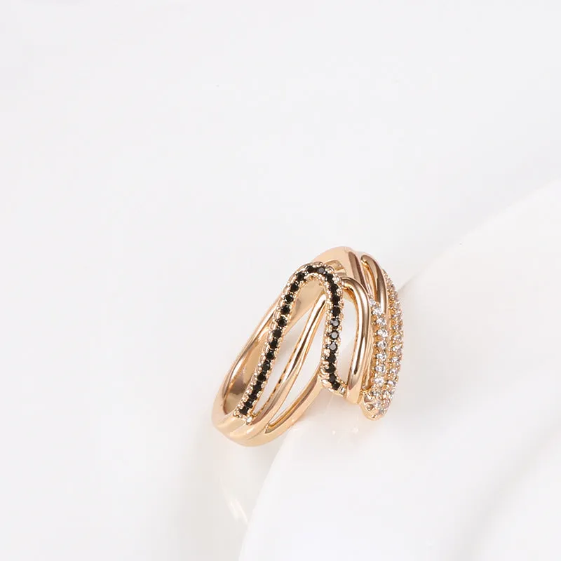 Women's micro-inlaid zircon ring in copper with electroplated finish, colour WK2230