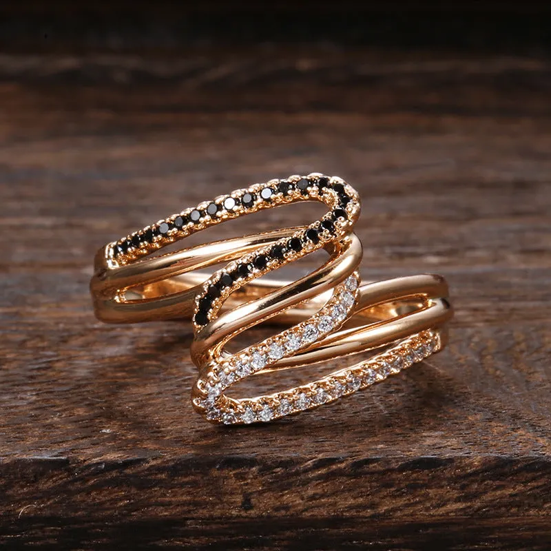 Women's micro-inlaid zircon ring in copper with electroplated finish, colour WK2230