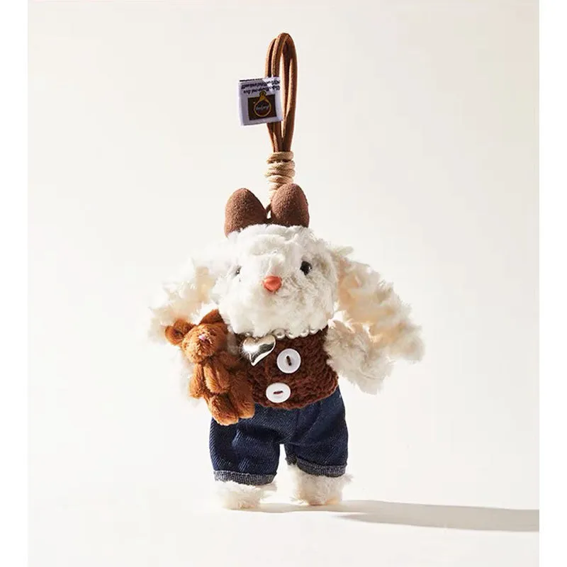 Plush key chain rabbit doll cartoon pendant soft plush material keyring