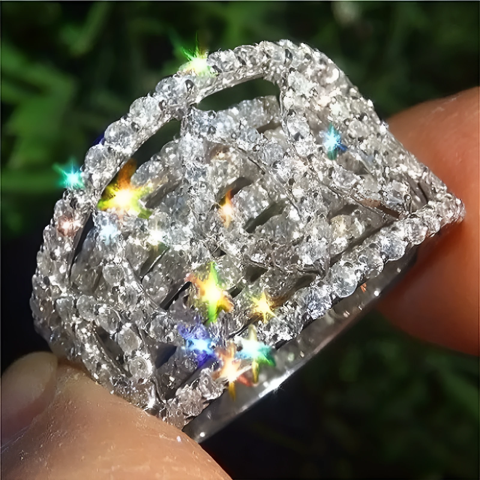 Fashion personalised zircon micro setting ring in alloy for women, picture colour
